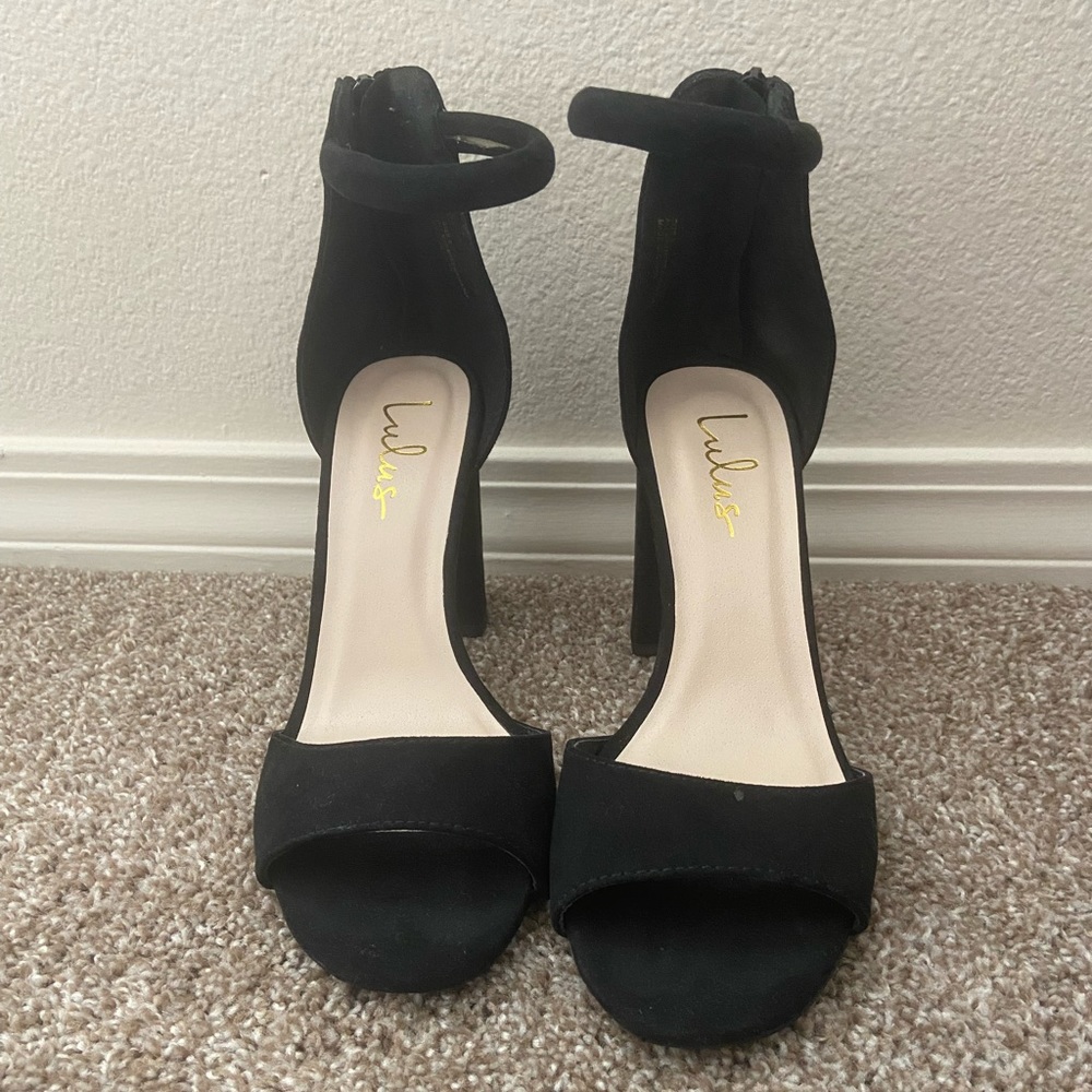 Lulus black ankle strap heels. Size 8. Color black
